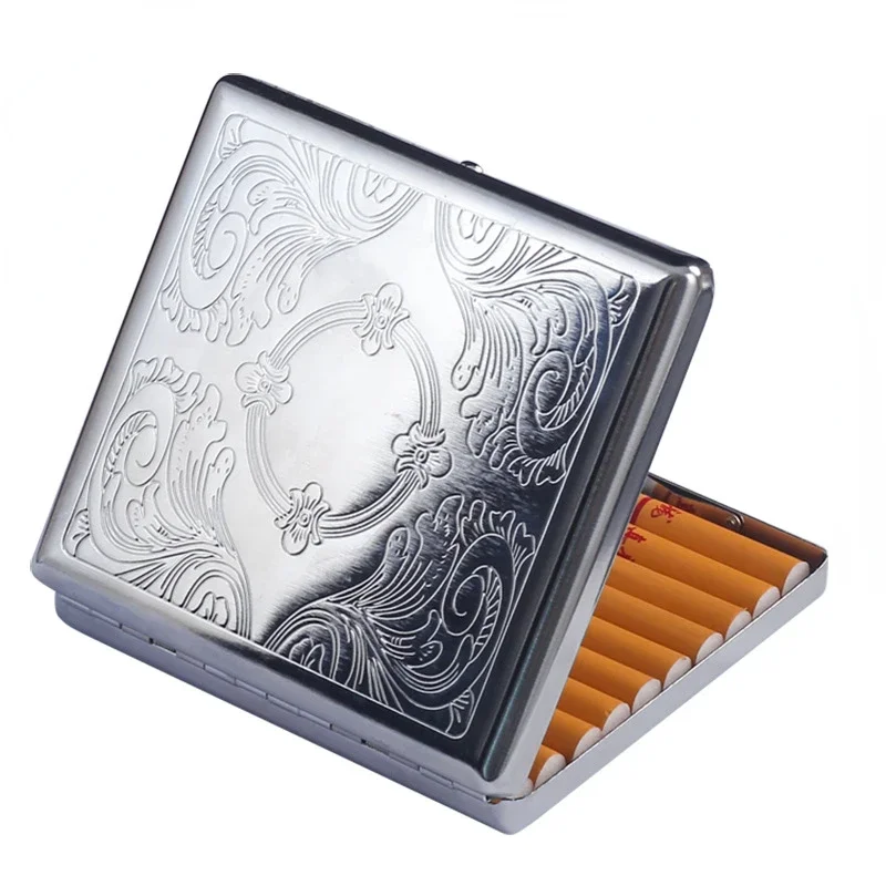 Smoking & Vaping Accessories - Metal Cigarette box stainless steel Embossed