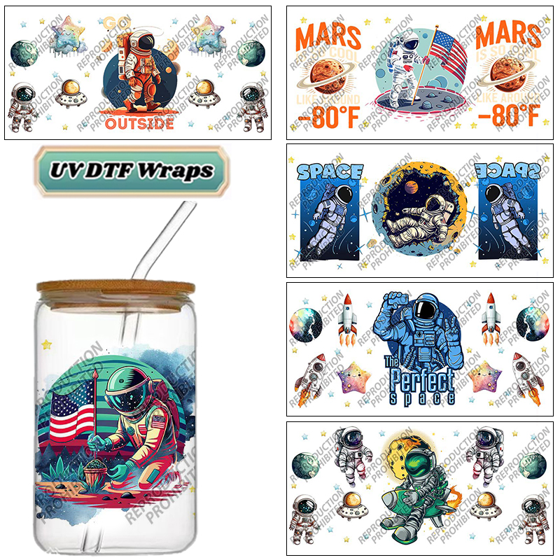 Rdta Tank Glass - Space Astronaut UV DTF Wraps, Galaxy